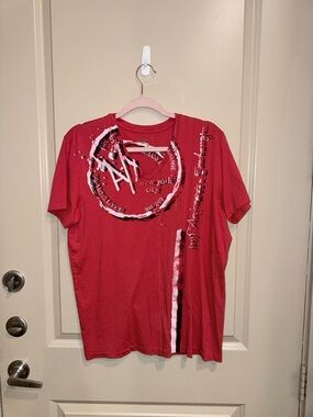 ♠️ Armani Exchange Red Graphic Short Sleeve Tee Large